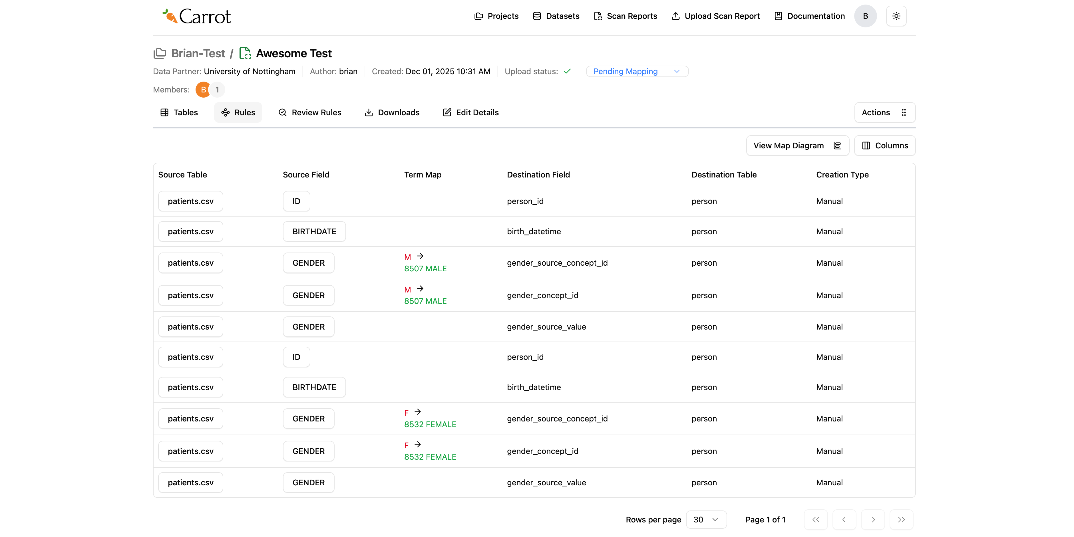 View mapped value from manual mapping